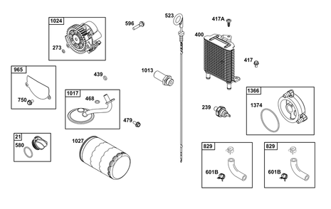 Lubrication Group Diagram and Parts List for 543477-3324-H7 400000 - 699999 Briggs and Stratton Engine